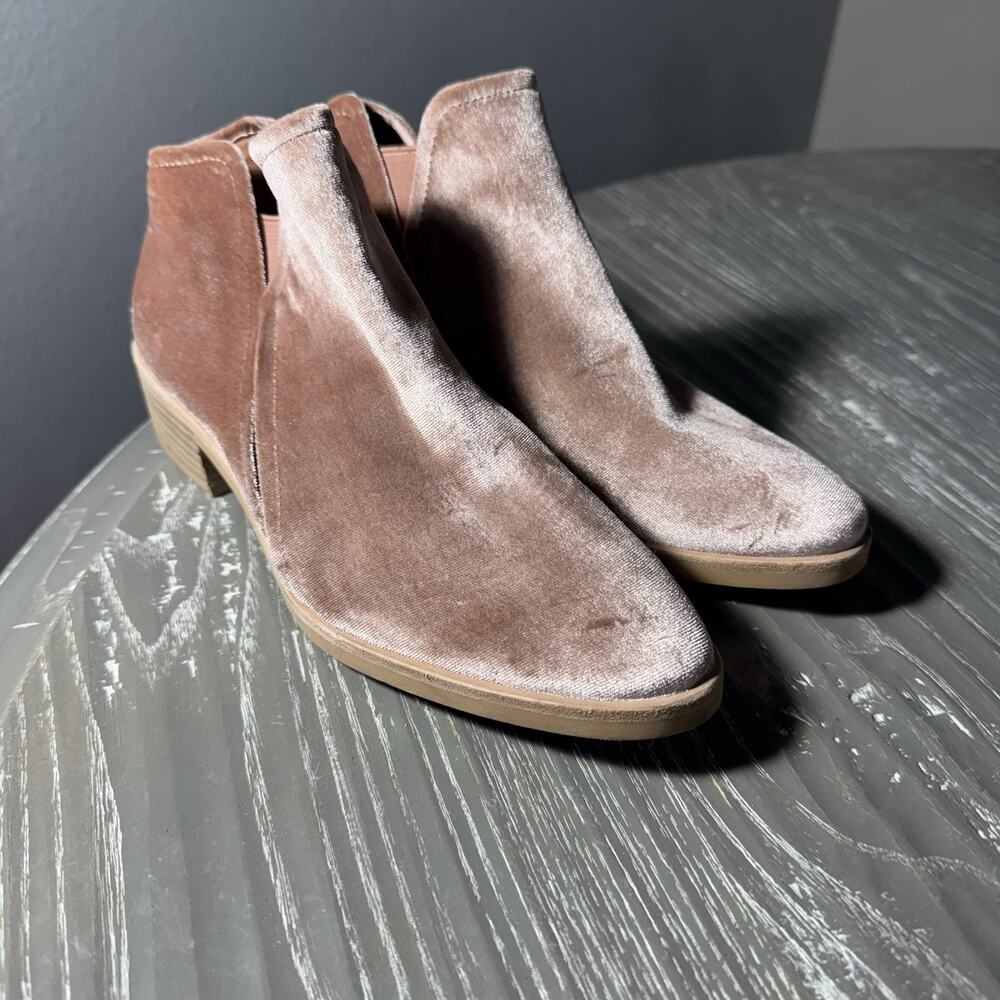 Dolce Vita Womens 8 M Taupe Suede Pull On Ankle Booties Pink Dress Casual Boot